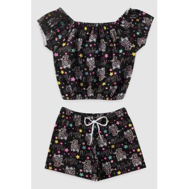 Imagem de Conjunto Infantil Menina Cropped Gato Estampa - Big Fun (Leandra), Pre