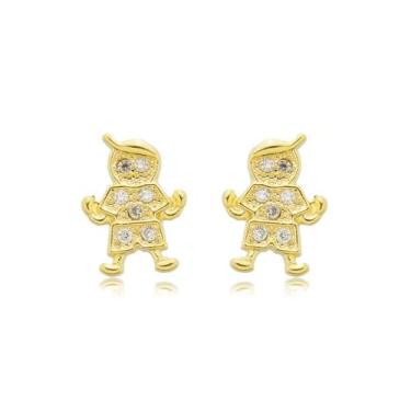 Imagem de Brinco Menino Cravejado Banhado a Ouro 18k - Work Semijoias