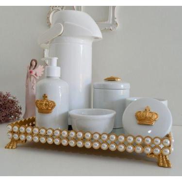 Imagem de Kit Higiene Bebe Porcelana Pote Gel Algodao Cotonete Termica - Ciranda