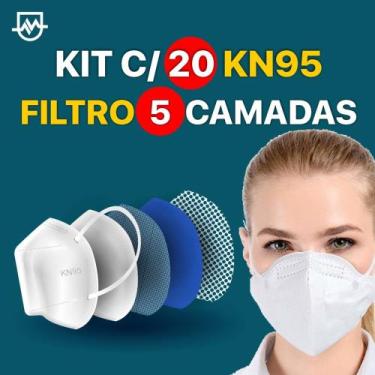 Imagem de Máscara KN95 com Filtro de Cinco Camadas  Kit c/20 unidades embaladas 