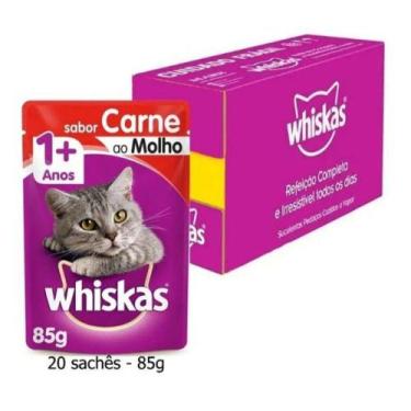 Imagem de Caixa 20 saches whiskas carne 85gr. - mars