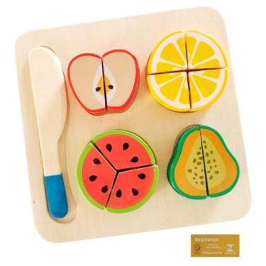 Imagem de Didaticos Aprenda Brincando Frutas DM Toys Jogo de Encaixar Madeira Br