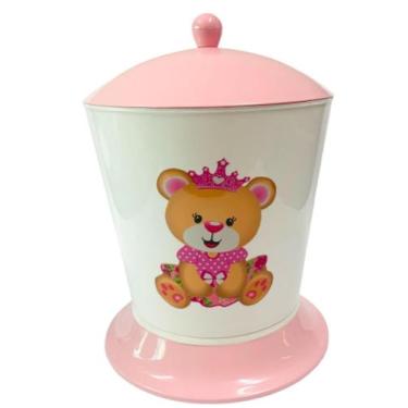 Imagem de Lixeira Infantil para Quarto - Dóia Kids, Ursinha Princesa/Tampa Rosa