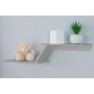 Imagem de Prateleira Zig Zag 72cm Em Mdf Quarto De Bebê - ThamyBaby, Cinza