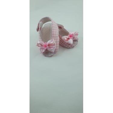 Imagem de Sapatinho De Bico Aberto Xadrez De Tecido Para Bebê - Cantinho do Bebê
