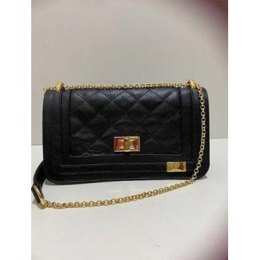 Imagem de Bolsa  matelassê alça corrente transversal - Caprina, Preto