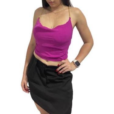 Imagem de Blusa Cropped com Alça de Corrente - LAVAGNOLI STORE, Roxo, Único, Fem