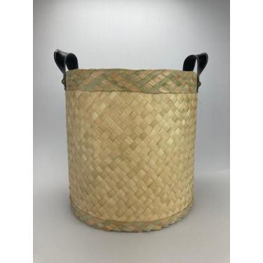 Imagem de Cesto Cachepot Com Alça Médio Palha Natural - BrisaLua