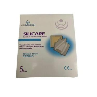 Imagem de Curativo De Silicone C/ Espuma E Borda Silicare 10x10cm 5 Un - VitaMed