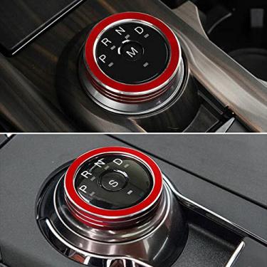 Imagem de PIFOOG Acessórios de carro vermelhos para Ford Explorer 2020 2021 2022 Capa de manopla de câmbio de marcha PRND Botões Interior Decalques Fit Explorer XLT ST Limited Platinum 1PC