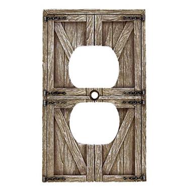 Imagem de Top Brass Placa de parede com tampa elétrica Rustic Farmhouse Barndoor - interruptor único, duplo, balancim, tomada (tomada)