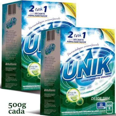 Imagem de 2x Sabão em Pó Para Maquina de Lavar Louça Unik 500g Detergente