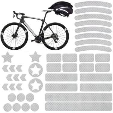 Imagem de Hsathoac 42 adesivos refletivos, kit de adesivos refletivos multiformas, adesivos refletivos de aviso de segurança ao ar livre, adesivos de visibilidade noturna para capacete, bicicleta, carro e