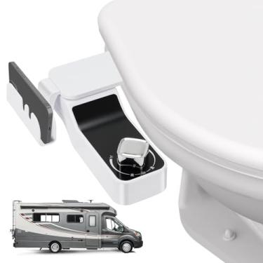 Imagem de Hifor Bidê para trailer, acessório de assento de bidê para vaso sanitário | Bicos duplos, pressão de água ajustável, autolimpante, não elétrico | Ideal para trailers e motorhome