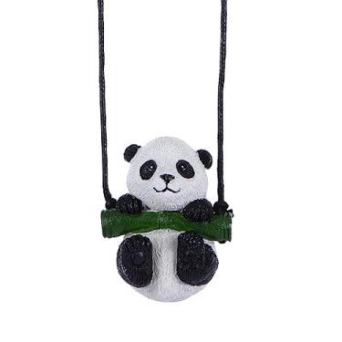 Imagem de Ornamento de balanço de carro, decoração de espelho retrovisor interior panda bonito acessório de suspensão automática para carro, escritório, casa