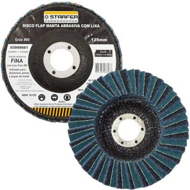 Imagem de Disco Flap com Manta e Lixa Grão 80 5" Fina Azul Ideal para Desbaste Lixar Polir Aço Aluminio Metais - Starfer