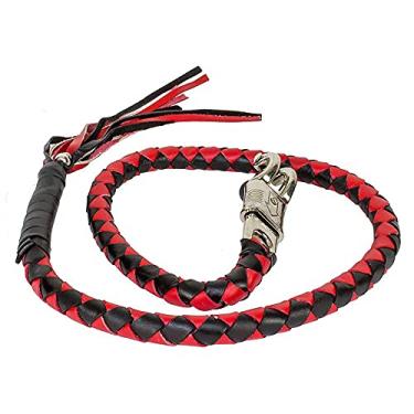 Imagem de Dream Apparel Chicote de Couro de 106,6 cm para Motociclista com Franjas, Preto e Vermelho