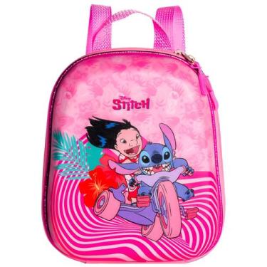 Imagem de Mochila Stitch Cor Rosa Lancheira Infantil Meninas Reforçada Impermeáv