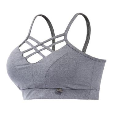 Imagem de Top Academia Com Bojo Decote Alça Fitness Strappy Mescla Atacado Trein