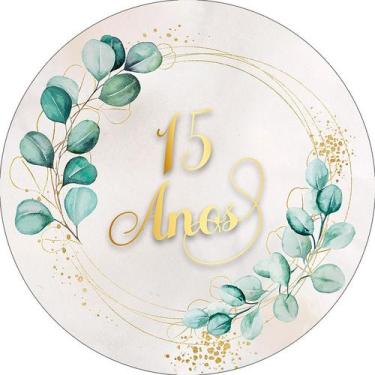 Imagem de Painel De Festa Redondo 1,50x1,50 - Geométrico Folhagens 15 Anos 046 -
