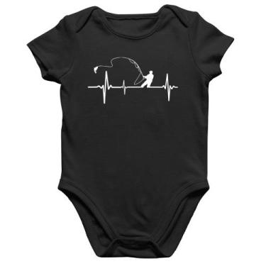 Imagem de Body Bebê Algodão Pescador Batimentos Cardíacos - Foca na Moda, Preto,
