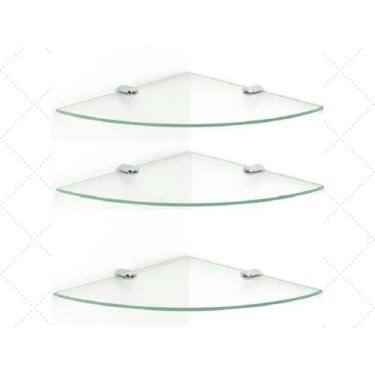 Imagem de Prateleira de canto para banheiro 25 cm kit com 3 unidades - Sonharte