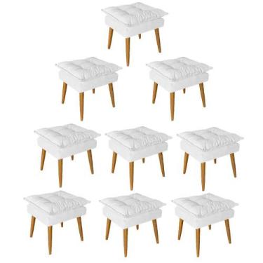 Imagem de Kit 09 Puff Puf Banqueta Opala Para Quarto Sala Recepção Suede Branco 