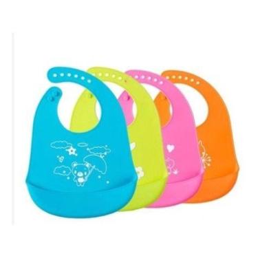 Imagem de Babador De Silicone Impermeável Para Bebê Com Coletor - oem, Azul