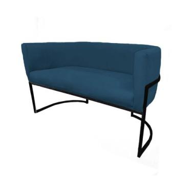 Imagem de Namoradeira Luana Base Metálica Preta Suede Azul Royal - Belliv Decor