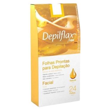 Imagem de 24 Folhas Prontas Cera Depilatória Depilação Facial Depilflax Natural