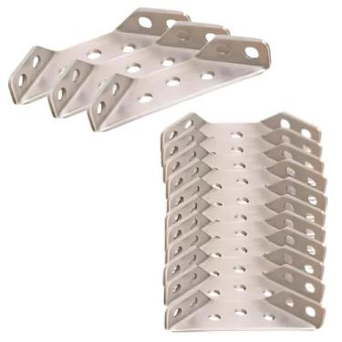 Imagem de Kit 12 Conectores Aço Cantoneira Junção Canto Móveis Madeira - Bestfer