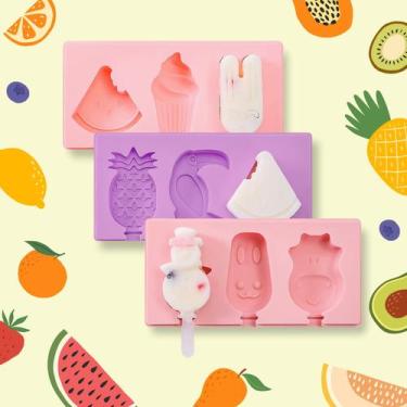 Imagem de Forma para picolé - sorvete caseiro - forminha de silicone (Kit com 3 