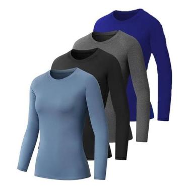 Imagem de Kit Com 4 Camisetas Esportivas Femininas Proteção Uv50+ Slim - Slim Fi