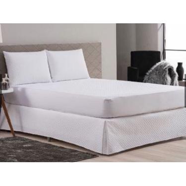 Imagem de Capa protetora de colchão casal padrão impermeável - Borgon, Branco