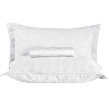 Imagem de Kit Colcha Casal 100% Algodão Piquet Gênova Teka 3 Peças, Branco