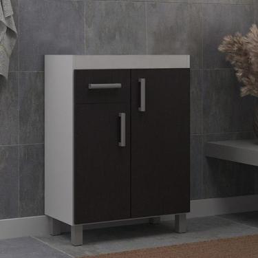 Imagem de Gabinete de Banheiro sem Cuba 60cm Ref 561 Cewal - Branco/Grafite