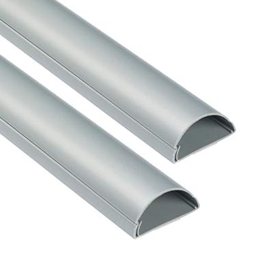 Imagem de D-Line Pacote com 2 cabos, pistas de cabo, gerenciamento de cabos de mesa, parede de capa de cabo, corretivo de cabos decorativos, capas de fio de TV, cabos de esconder – 2x 5 cm L x 2,5 cm A x 99 cm Comprimento (total de 198 cm) – Cinza