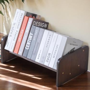 Imagem de Fox Claw Estante de mesa, estante inclinada de madeira, prateleira de livros de bambu para exibição de CD de receitas de revistas de livros, organizador de armazenamento na sala de