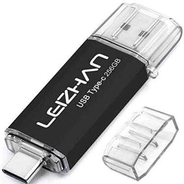 Imagem de leizhan Pen Drive USB 3.0 de 256 GB, pen drives, Jump Drives, armazenamento tipo C/USB 2 em 1 - Preto