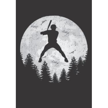 Imagem de Notizbuch A5 kariert mit Softcover Design: Pitcher Catcher Baseball Team Vollmond Baseball: 120 karierte DIN A5 Seiten