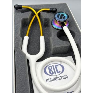 Imagem de Estetoscópio Bic Eternity III Branco Gold - Excelente Ausculta - Garantia de 5 anos