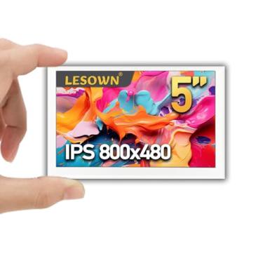 Imagem de LESOWN Monitor auxiliar minúsculo 12.7 cm 480x800 IPS HDMI USB mini pequena tela de exibição de status capa de metal branco para monitorar a temperatura do PC