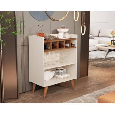 Imagem de Aparador Bancada Bar Sala Nicho Adega Garrafa Decoração Hall de Entrada Buffet Armário Balcão Cozinha Cantinho Café Retrô Intense - Offwhite/Freijó
