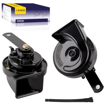 Imagem de FARBIN Buzina de trem para caminhão 12 V buzinas de carro à prova d'água alto kit de buzina elétrica para qualquer veículo de 12 V (preto, 12 v)