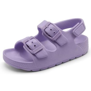 Imagem de INMINPIN Sandálias de Fivela para Meninos e Meninas, Sandália Confortável com Bico Aberto e Tira Traseira Ajustável, Roxa, 11 Anos