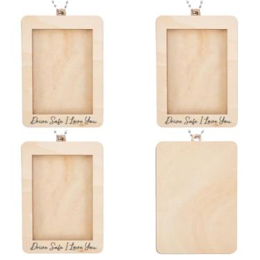 Imagem de WEBEEDY 4 peças de porta-retratos para decoração de carro, decoração de carro, personalizável, enfeite para pendurar no espelho retrovisor, suporte seguro para fotos de carro, mini porta-retratos para