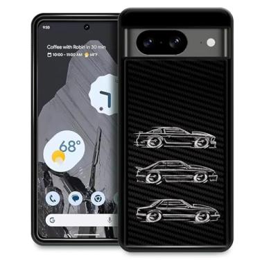 Imagem de CARLOCA Capa compatível com Google Pixel 8, preto e branco, design de carro, arte moderna, padrão para meninas, à prova de choque, antiarranhões, capa traseira rígida de PC para Google Pixel 8