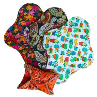 Imagem de 4 unidades de absorventes ecológicos reutilizáveis para fluxo intenso 