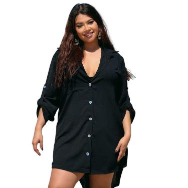 Imagem de SAÍDA DE PRAIA CAMISA/VESTIDO MANGA 3/4 PLUS SIZE-Feminino