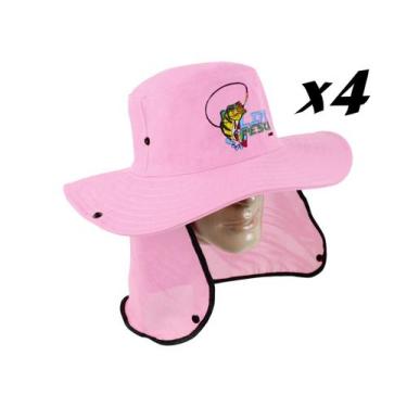 Imagem de Kit 4 Chapéus Com Protetor De Nuca LIFE PESCA - Várias Cores, Rosa cla